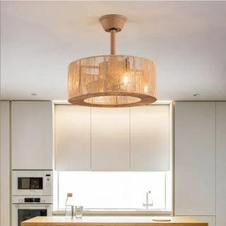 ROTIM Boho Ceiling Light – Cylindrical Rattan Room Setting Interior