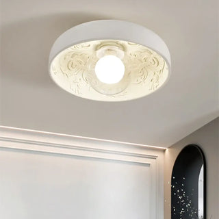 RELIEF White Ceiling Light – Round Floral Relief Close-Up Design