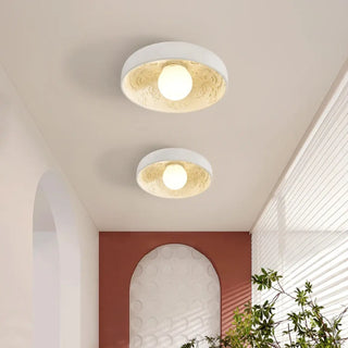 RELIEF Sculptural Round White Floral Ceiling Light – Elegant Designer Fixture