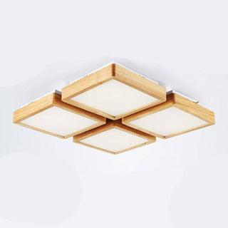 Natural Wood Ceiling Light – Rectangular LED Lamp With Soft Ambient Lighting