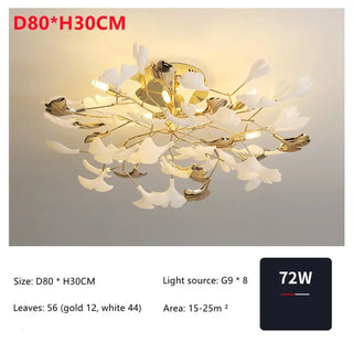 LEUIFFE Gilded Leaves Floral Modern Chic Ceiling Light
