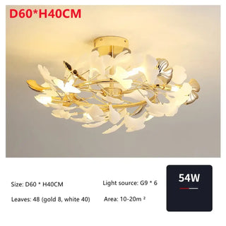 LEUIFFE Gilded Leaves Floral Modern Chic Ceiling Light