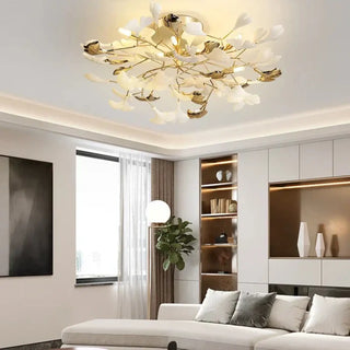 LEUIFFE Gilded Leaves Floral Modern Chic Ceiling Light