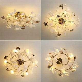 LEUIFFE Gilded Leaves Floral Modern Chic Ceiling Light