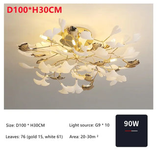 LEUIFFE Gilded Leaves Floral Modern Chic Ceiling Light