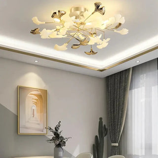 LEUIFFE Gilded Leaves Floral Modern Chic Ceiling Light