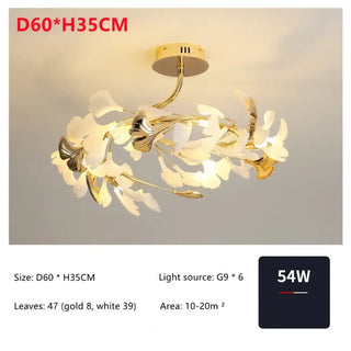 LEUIFFE Gilded Leaves Floral Modern Chic Ceiling Light