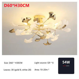 LEUIFFE Gilded Leaves Floral Modern Chic Ceiling Light