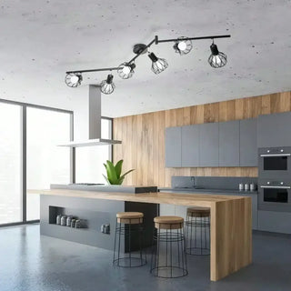 CERAS Industrial Black 6-Spot Adjustable Ceiling Light – Track Style Fixture