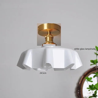 Retro wavy glass pendant ceiling lamp with brass fitting, warm ambient hanging light