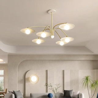 RES LED Art Deco White and Gold Pivoting Arms Ceiling Light – Glamorous Fixture