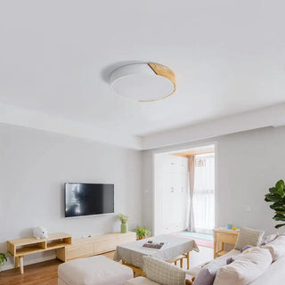 KOLOKI LED Wood and White Scandinavian Elegant Ceiling Light