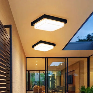 POTELI Modern Ceiling Light – Square Black White Close-Up View