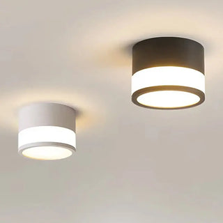DRELIN LED Cylinder Modern Ceiling Light – Black and White Contemporary Fixture