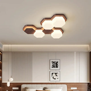 LINARI LED Geometric Wood Design Ceiling Light