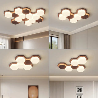 LINARI LED Geometric Wood Design Ceiling Light