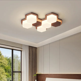 LINARI LED Geometric Wood Design Ceiling Light