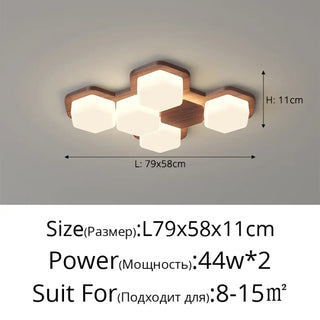 LINARI LED Geometric Wood Design Ceiling Light