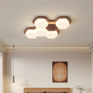 LINARI LED Geometric Wood Design Ceiling Light