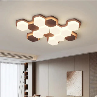 LINARI LED Geometric Wood Design Ceiling Light