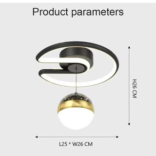 SYKIA Luxury Ceiling Light – Black Gold Globe LED Profile View