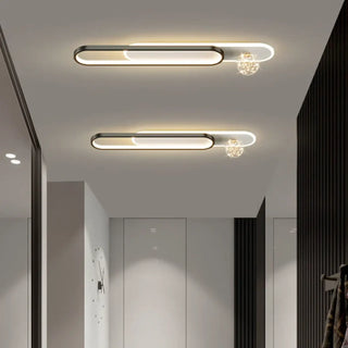 BONNA Contemporary Oval Crystal Ceiling Light – Gold LED Elegant Fixture