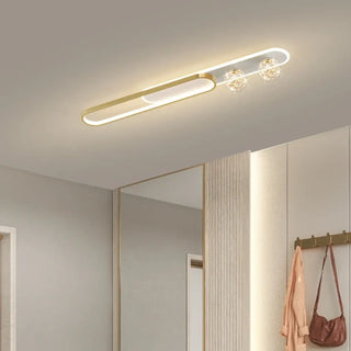 BONNA Gold Crystal Oval LED Ceiling Fixture – Elegant Contemporary Light