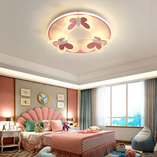 ENFAH LED Pink Butterflies Children Ceiling Light – Playful Soft Bedroom Fixture