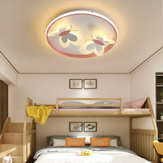 ENFAH LED Pink Butterflies Children Ceiling Light – Playful Soft Bedroom Fixture