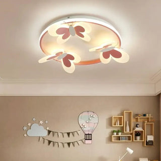 ENFAH LED Pink Butterflies Children Ceiling Light – Playful Soft Bedroom Fixture