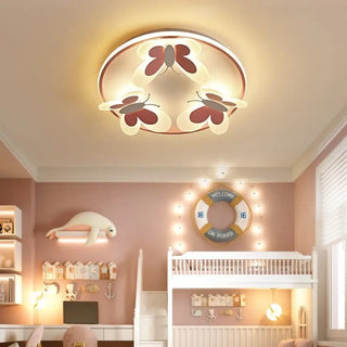 ENFAH LED Pink Butterflies Children Ceiling Light – Playful Soft Bedroom Fixture