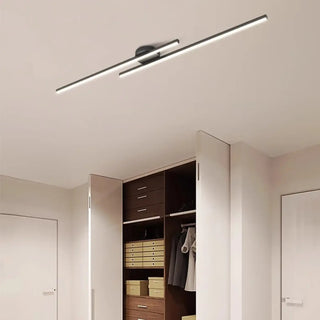 RONIM Contemporary Ceiling Light – Black LED Linear Profile View