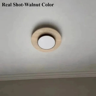 ROMATE LED Ceiling Light – Walnut and Stone Modern Design Close-Up