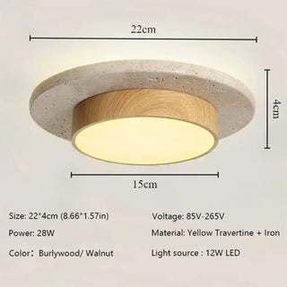 ROMATE Wood Stone Ceiling Light – Natural Organic Overhead View