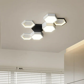 MOXA Hexagon Ceiling Light – Black and White Geometric Pattern Detail