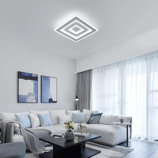 RATAL LED Modern White Overlapping Diamonds Ceiling Light – Geometric Fixture