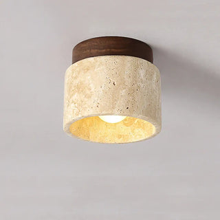 YES LED Ceiling Light – Stone and Wood Organic Design Room Setting