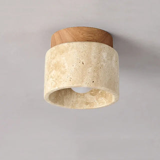 YES Stone and Wood LED Ceiling Light – Natural Material Detail Close-Up