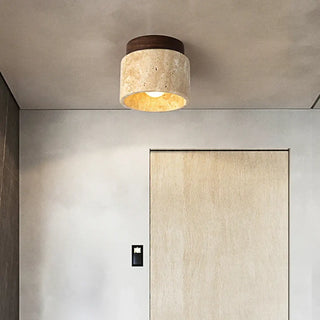 YES LED Stone and Wood Ceiling Light – Natural Entrance and Living Room Fixture