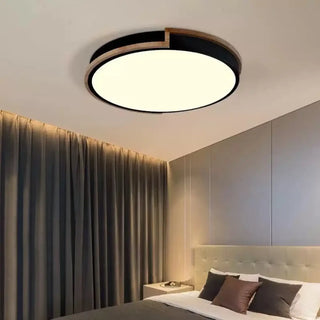 CORRY LED Round Wood and Metal Modern Ceiling Light – Contemporary Fixture