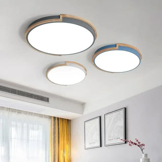 CORRY LED Round Wood and Metal Modern Ceiling Light – Contemporary Fixture