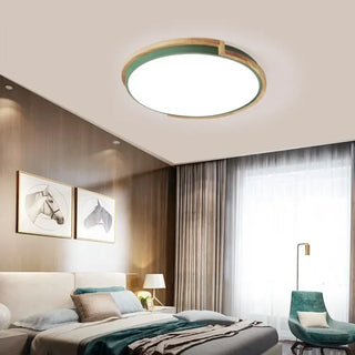 CORRY LED Round Wood and Metal Modern Ceiling Light – Contemporary Fixture