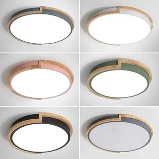 CORRY LED Round Wood and Metal Modern Ceiling Light – Contemporary Fixture