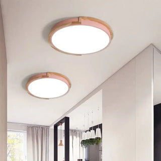 CORRY LED Round Wood and Metal Modern Ceiling Light – Contemporary Fixture