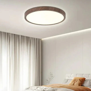 ZATTES LED Round Wood Effect Minimalist Soft Ambiance Ceiling Light – view 1