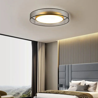 ENAH LED Round Gray Smoked and Gold Modern Ceiling Light – Contemporary Fixture