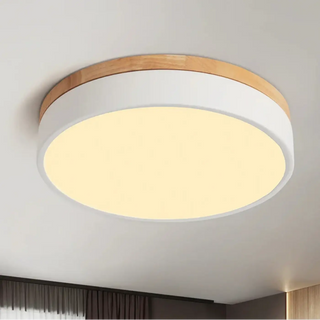 ELENA Round Light Wood LED Ceiling Light – Nordic Contemporary Fixture