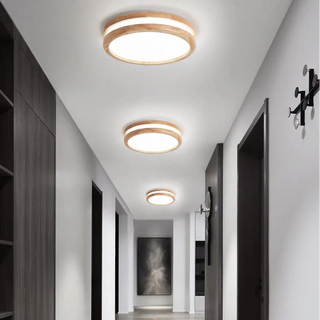ELENA Round Light Wood LED Ceiling Light – Nordic Contemporary Fixture