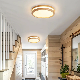 ELENA Round Light Wood LED Ceiling Light – Nordic Contemporary Fixture