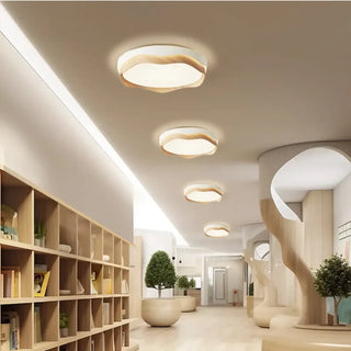 ILLOU Round Curved Wood Scandinavian Ceiling Light